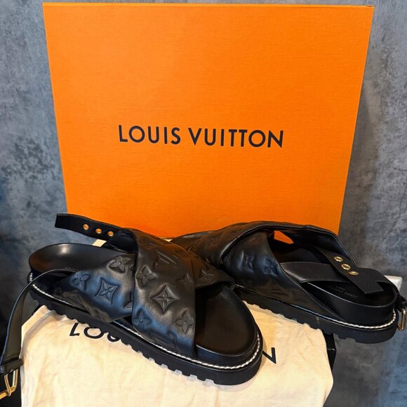 Louis Vuitton PASEO Monogram lambskin SANDALS - Women's size 41 - (size 10) - Picture 1 of 10